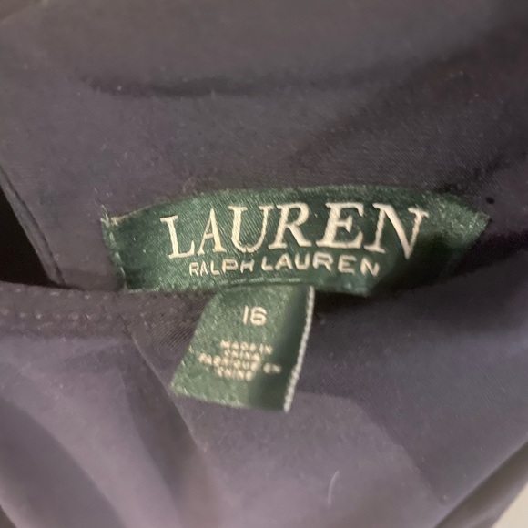 Lauren Ralph Lauren Sequin Trim Cold Shoulder Cocktail Dress Navy Blue sz 16 - Picture 5 of 6